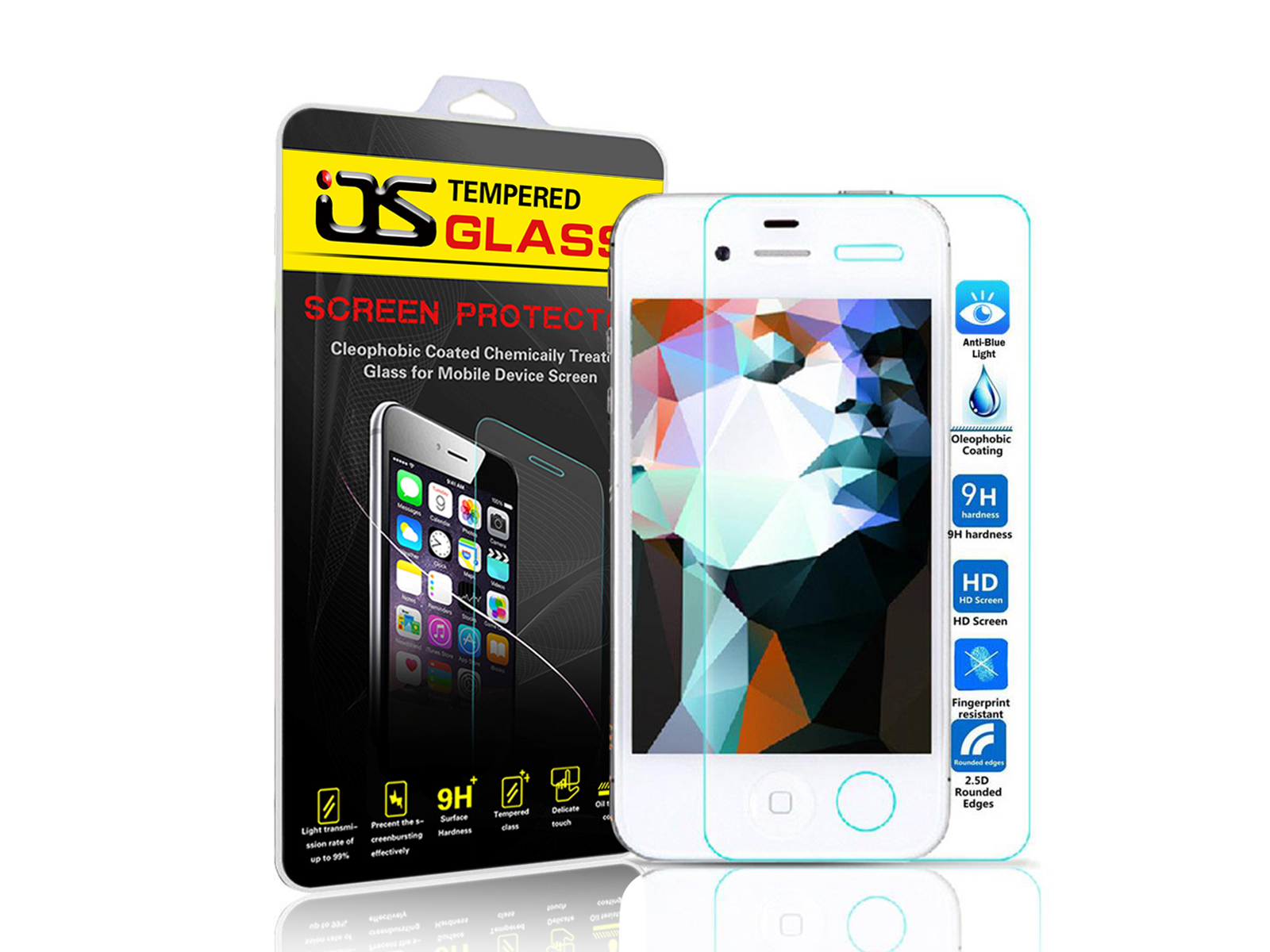 OS Anti Blu-RayTempered Glass for Apple iPhone 4 4s